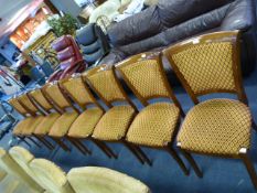 Set of Eight Walnut Framed Upholstered Dining Chairs