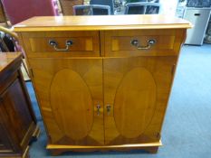 Walnut Hall Cabinet with Two Drawers and Doors
