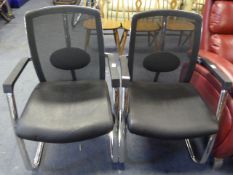Pair of Chrome & Black Reception Armchairs