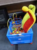 *Storage Box on Wheels Containing Nursery Toy, etc.
