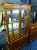 Walnut Effect Display Cabinet with Mirrored Back