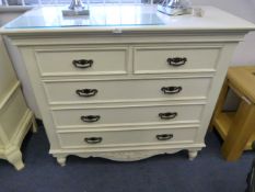 White Painted Three over Two Chest of Drawers