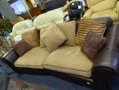Brown Leather & Upholstered Sofa