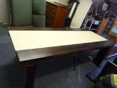 Large Rosewood Framed Dining Table with Granite Inlet Top 230x100cm
