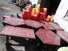 Four Hexagonal Pub Tables and Three Oblong Pub Tab