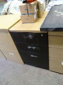 Standalone Black Metal Three Drawer Pedestal with Beech Top