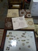 Five Decorative Suede Pictures and a Framed Map of