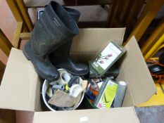 Box of Decorating Tools, Wellington Boots, Brushes