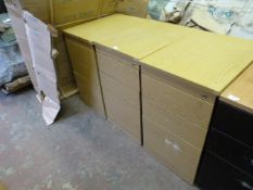 Three Standalone Three Drawer Pedestals in Light Oak Finish