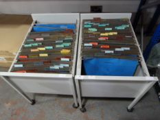 Two Metal Filing Cabinets on Wheels