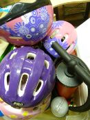 Box Containing Children's Cycle Helmets, Battery P