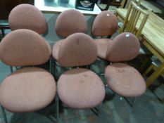 Set of Six Pink Upholstered Chairs on Chrome Frame