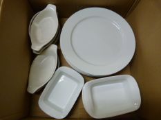 Box Containing White Plates, Serving Dishes, etc.