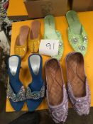 Box Containing Four Pairs of Asian Style Shoes (Assorted Colourways and Sizes)