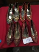 Box Containing Four Pairs of Asian Style Shoes (Assorted Colourways and Sizes)