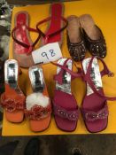 Box Containing Four Pairs of Asian Style Shoes (Assorted Colourways and Sizes)