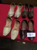 Box Containing Four Pairs of Asian Style Shoes (Assorted Colourways and Sizes)