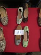 Box Containing Four Pairs of Asian Style Shoes (Assorted Colourways and Sizes)