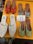 Box Containing Four Pairs of Asian Style Shoes (Assorted Colourways and Sizes)