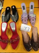 Box Containing Four Pairs of Asian Style Shoes (Assorted Colourways and Sizes)