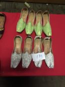 Box Containing Four Pairs of Asian Style Shoes (Assorted Colourways and Sizes)