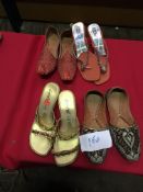 Box Containing Four Pairs of Asian Style Shoes (Assorted Colourways and Sizes)