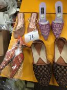 Box Containing Four Pairs of Asian Style Shoes (Assorted Colourways and Sizes)