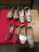 Box Containing Four Pairs of Asian Style Shoes (Assorted Colourways and Sizes)