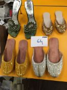 Box Containing Four Pairs of Asian Style Shoes (Assorted Colourways and Sizes)