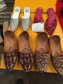 Box Containing Four Pairs of Asian Style Shoes (Assorted Colourways and Sizes)