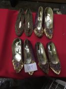 Box Containing Four Pairs of Asian Style Shoes (Assorted Colourways and Sizes)