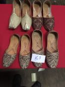 Box Containing Four Pairs of Asian Style Shoes (Assorted Colourways and Sizes)