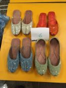 Box Containing Four Pairs of Asian Style Shoes (Assorted Colourways and Sizes)