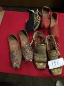 Box Containing Four Pairs of Asian Style Shoes (Assorted Colourways and Sizes)