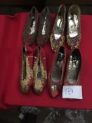 Box Containing Four Pairs of Asian Style Shoes (Assorted Colourways and Sizes)