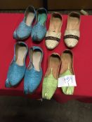 Box Containing Four Pairs of Asian Style Shoes (Assorted Colourways and Sizes)