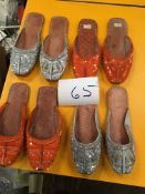 Box Containing Four Pairs of Asian Style Shoes (Assorted Colourways and Sizes)