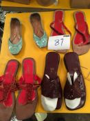 Box Containing Four Pairs of Asian Style Shoes (Assorted Colourways and Sizes)