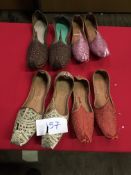 Box Containing Four Pairs of Asian Style Shoes (Assorted Colourways and Sizes)