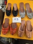 Box Containing Four Pairs of Asian Style Shoes (Assorted Colourways and Sizes)