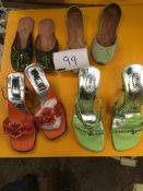 Box Containing Four Pairs of Asian Style Shoes (Assorted Colourways and Sizes)