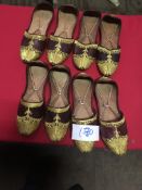 Box Containing Four Pairs of Asian Style Shoes (Assorted Colourways and Sizes)