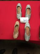 Box Containing Four Pairs of Asian Style Shoes (Assorted Colourways and Sizes)