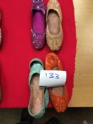 Box Containing Four Pairs of Asian Style Shoes (Assorted Colourways and Sizes)