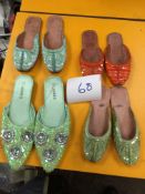 Box Containing Four Pairs of Asian Style Shoes (Assorted Colourways and Sizes)