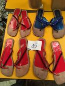 Box Containing Four Pairs of Asian Style Shoes (Assorted Colourways and Sizes)