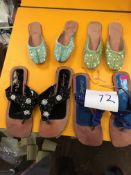 Box Containing Four Pairs of Asian Style Shoes (Assorted Colourways and Sizes)