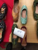 Box Containing Four Pairs of Asian Style Shoes (Assorted Colourways and Sizes)