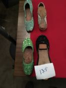 Box Containing Four Pairs of Asian Style Shoes (Assorted Colourways and Sizes)