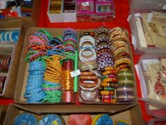 Two Trays of Assorted Multicoloured Bangles